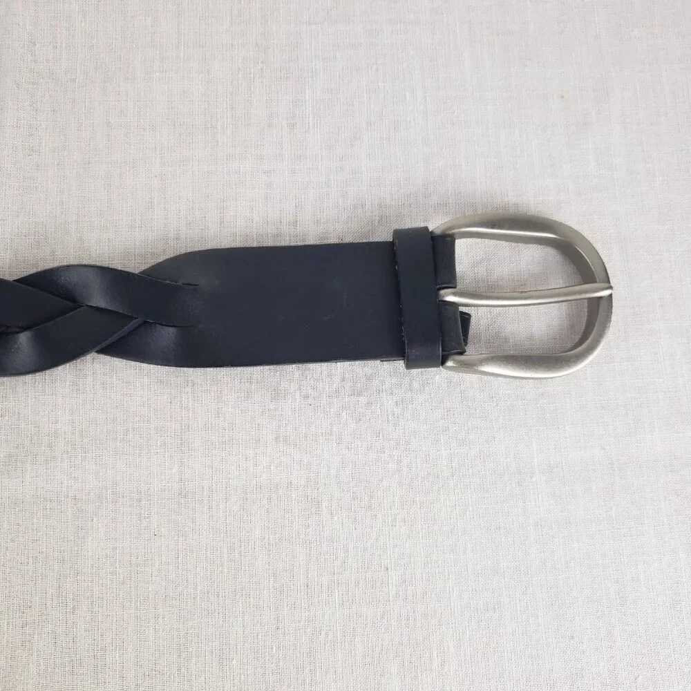 Coach Braided Belt Black Leather 1.5